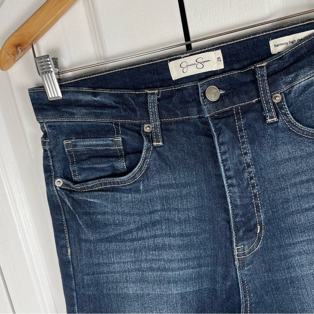 Jessica Simpson Harmony High Rise Slim Straight Jeans Women’s 28 Blue Dark Wash - Picture 4 of 16